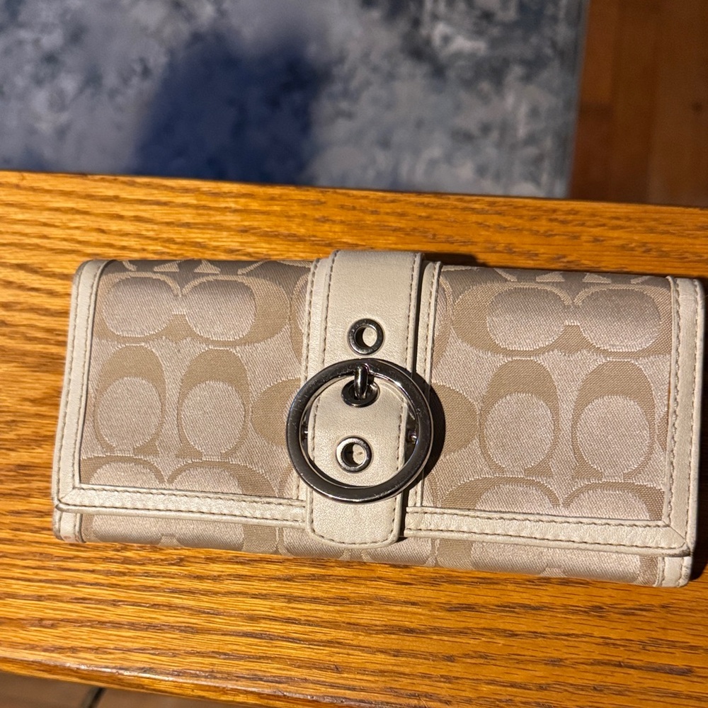 Coach Taupe Signature Jacquard SoHo Wallet